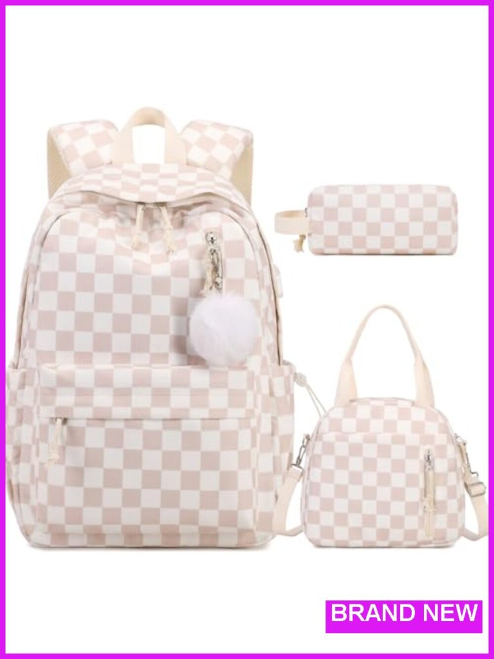 Corduroy Backpack Set with Lunch Bag & Pencil Pouch for School